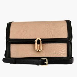 Jules Kae Mia Bag Blush Lizard Black Vegan Leather Satchel Crossbody Purse New